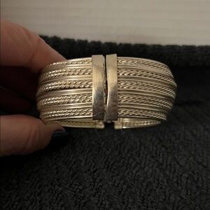 Silver Textured Wire Cuff Bracelet
